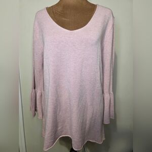 NWT Boutique Blush Pink Bell Sleeve Tunic Top – L/XL – Soft Knit High Low Blouse